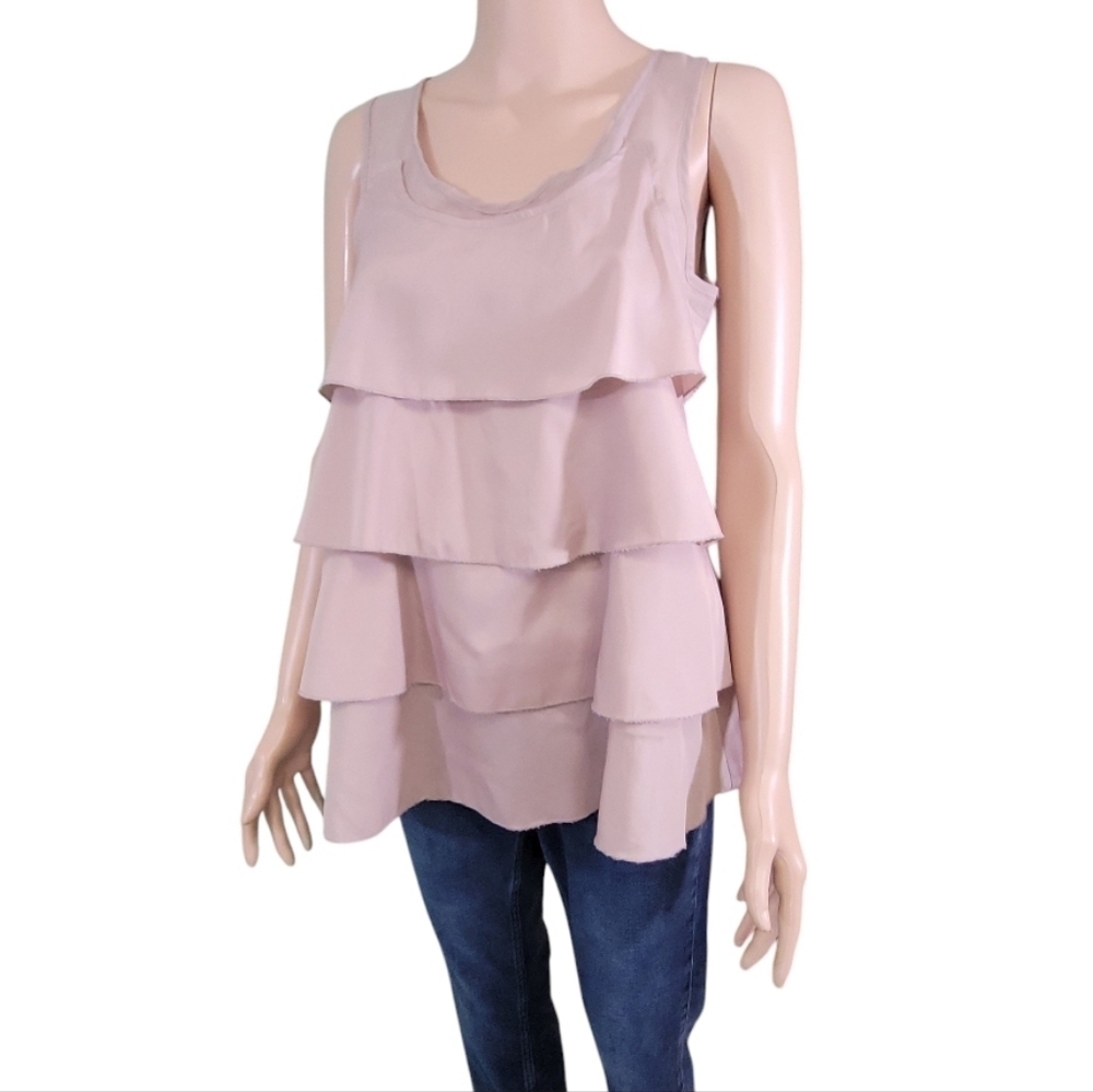 Papaya Tiered Ruffle Sleeveless Blouse Top